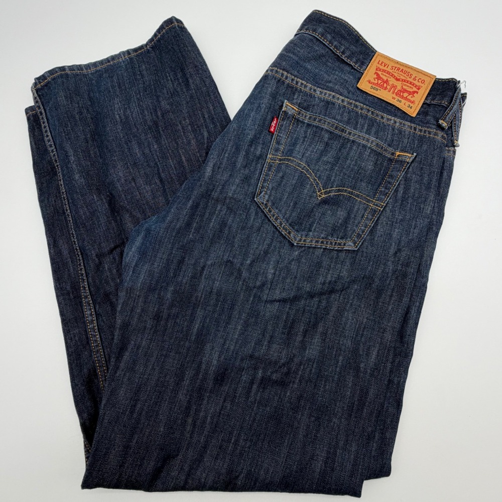 Levis 569 Loose Straight Jeans Mens 36x34 Dark Wash Denim 00569-0127
